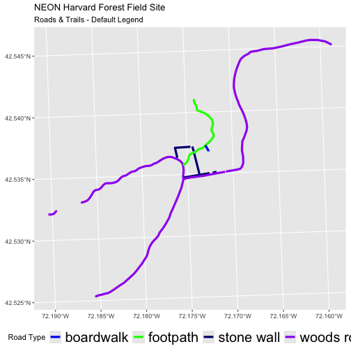 Map of the paths in the study area with large-font.